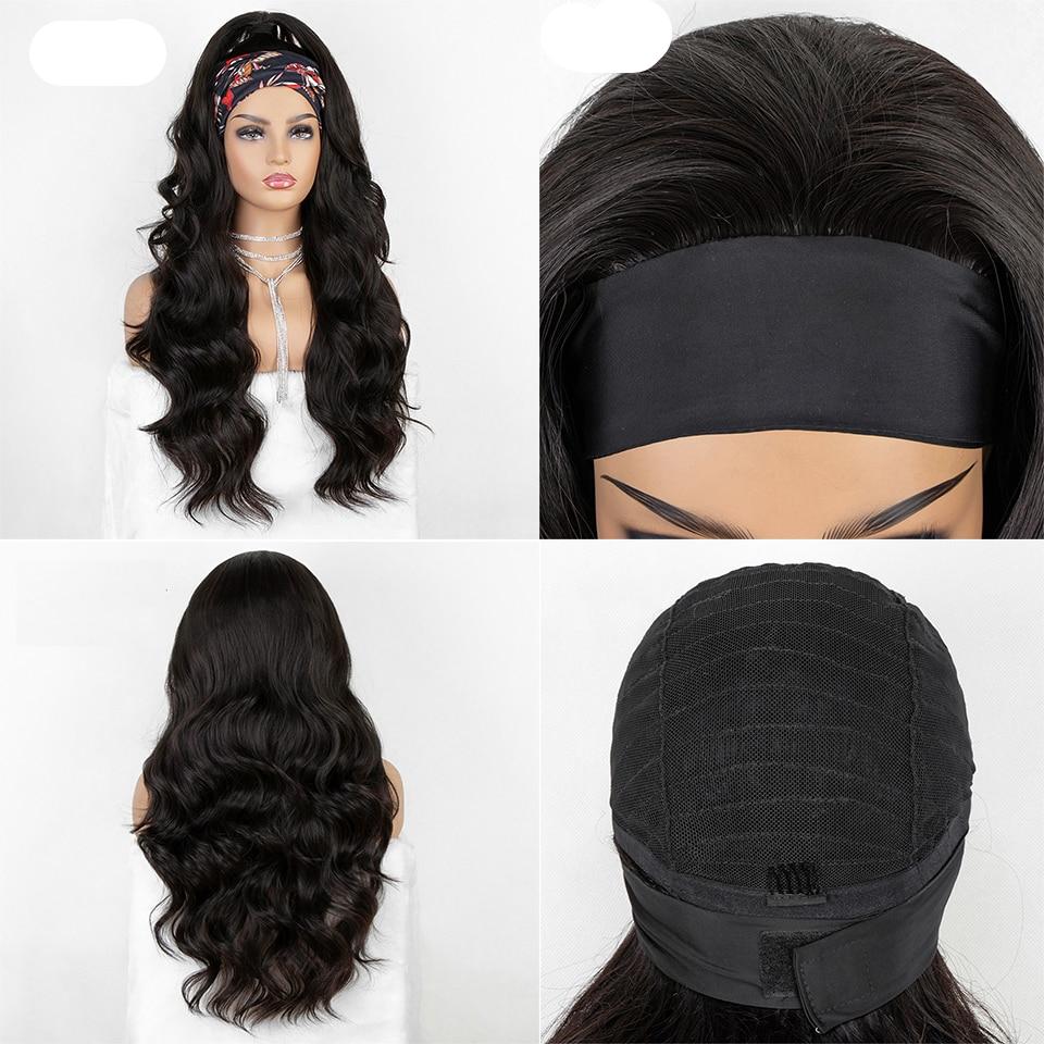 Long Wavy Headband Wig Body Wave Synthetic Headwraps Hair Wig