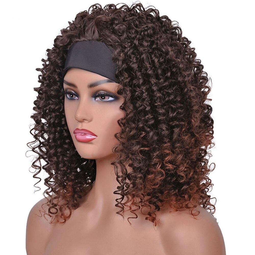Headband Long Hair Kinky Curly Wigs For Black Women Natural Glueless Synthetic Heat Resistan Fiber Hair 16 inch Annivia