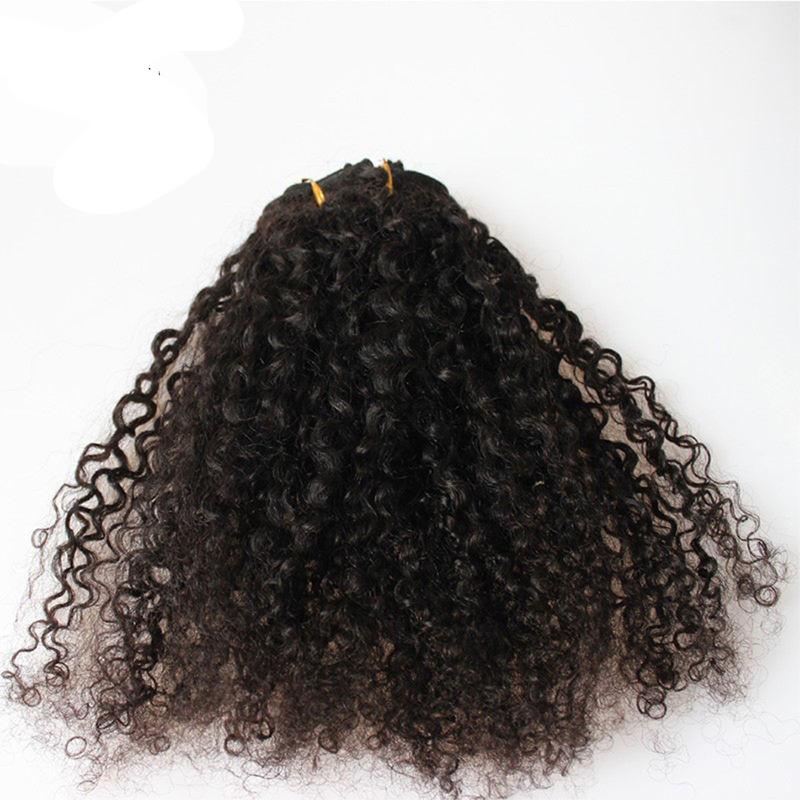 3B 3C Kinky Curly Hair Clip In Human Hair Extensions Mongolian Hair Bundle Hair Clip In