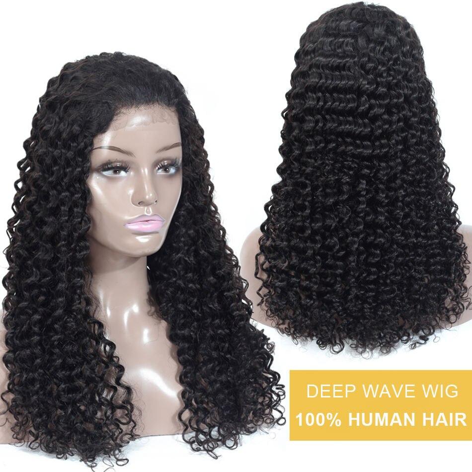 Brazilian Deep Wave Human Hair Wigs Pre Plucked Lace Closure Wig 4x4 Closure Wigs 180% Density