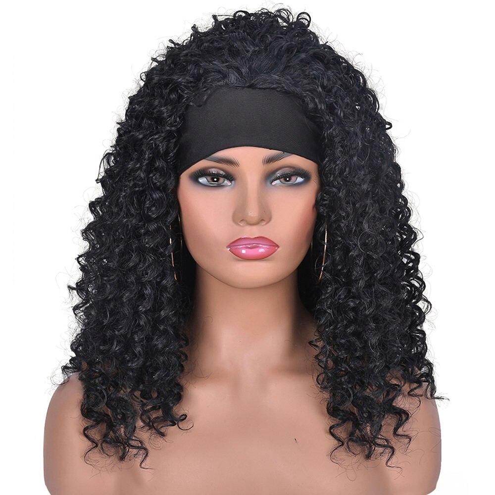 Headband Curly Wigs Glueless Synthetic Heat Resistant Fiber Hair 16 inch