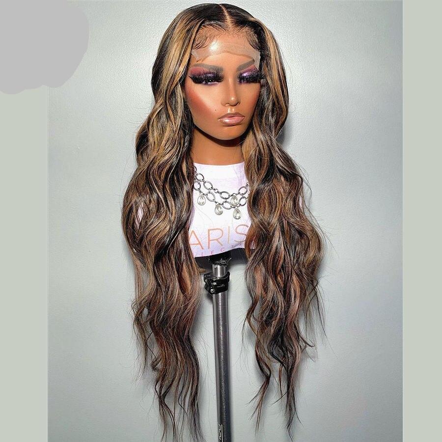 Highlight Wave 150% Density Lace Front Human Hair Wigs With Baby Hair Scalp Top Closure Wigs Non-Remy