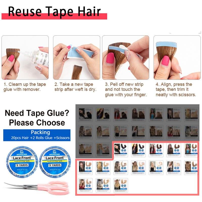 MRS HAIR Natural Hair Extensions Tape in Human Hair Extensions Invisible Skin Weft Tape Extensions Straight Blonde 20pcs NonRemy